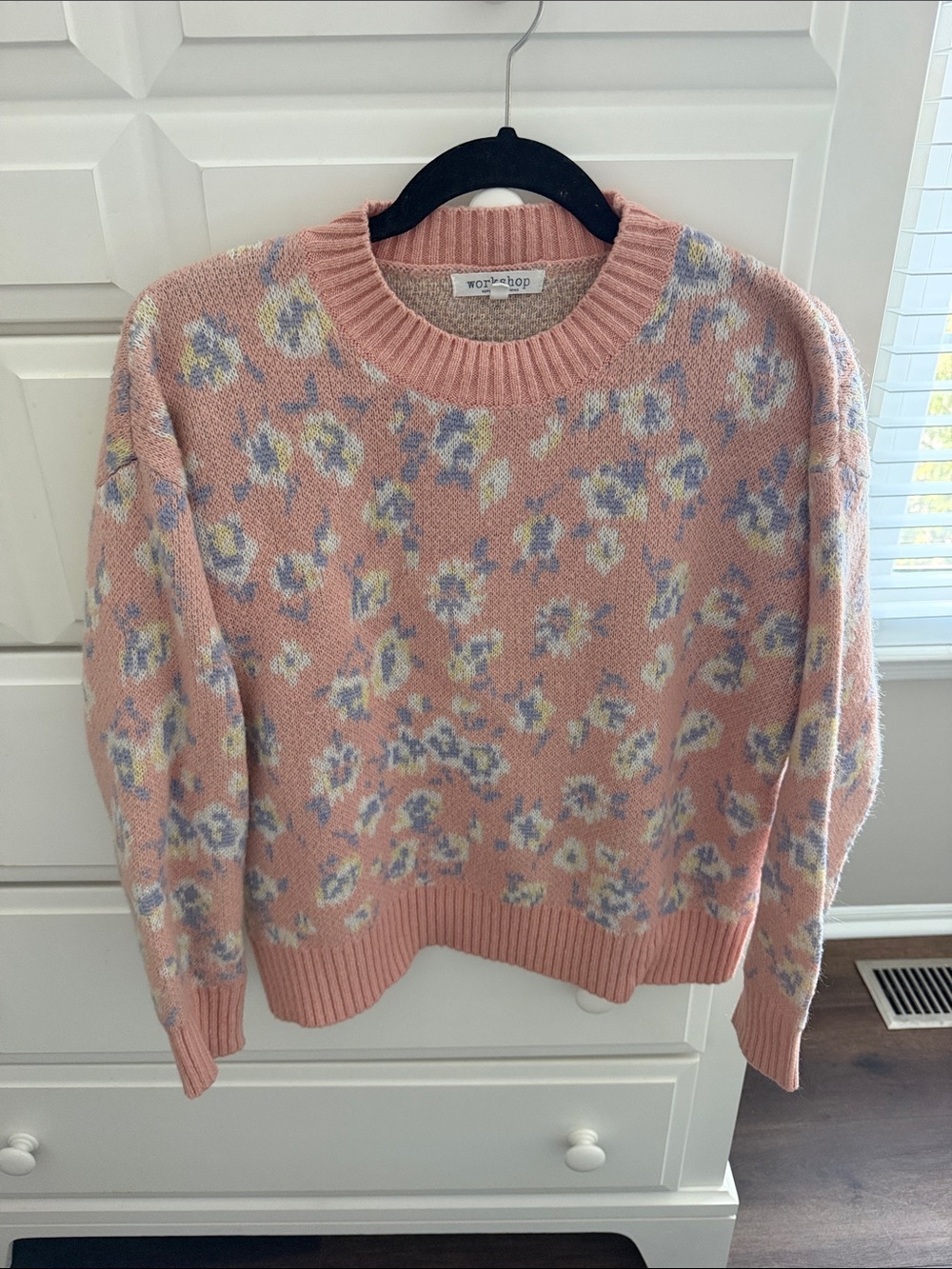 Workshop Pastel Pink Floral Crewneck Sweater